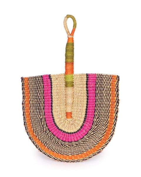 Orange, Pink & Green Woven Fan 1 Orange, Pink & Green Woven Fan