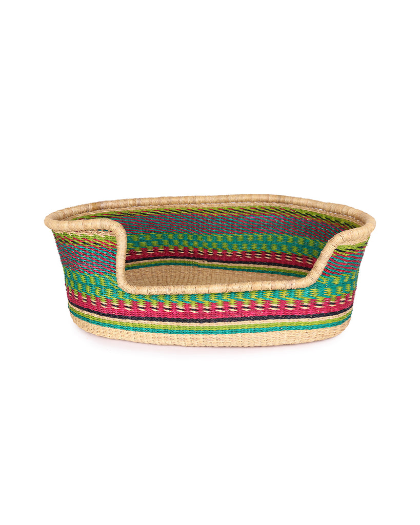 ALOMO: Green, Turquoise & Pink Dog Basket - Medium 1 ALOMO: Green, Turquoise & Pink Dog Basket - Medium