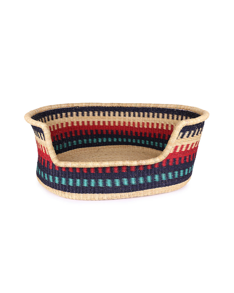 APRAPRANSA: Blue, Red & Navy Dog Basket - Large 1 APRAPRANSA: Blue, Red & Navy Dog Basket - Large