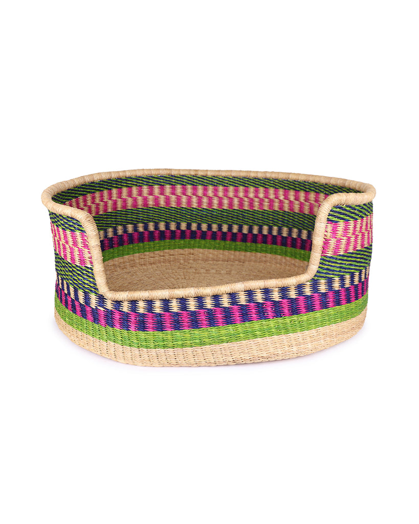 FOSO: Green & Pink Dog Basket - Large 1 FOSO: Green & Pink Dog Basket - Large