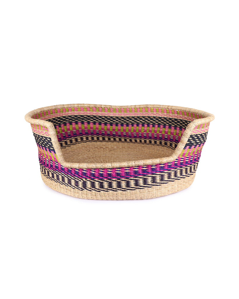 PRASO: Pink, Green & Blue Dog Basket - Large 1 PRASO: Pink, Green & Blue Dog Basket - Large