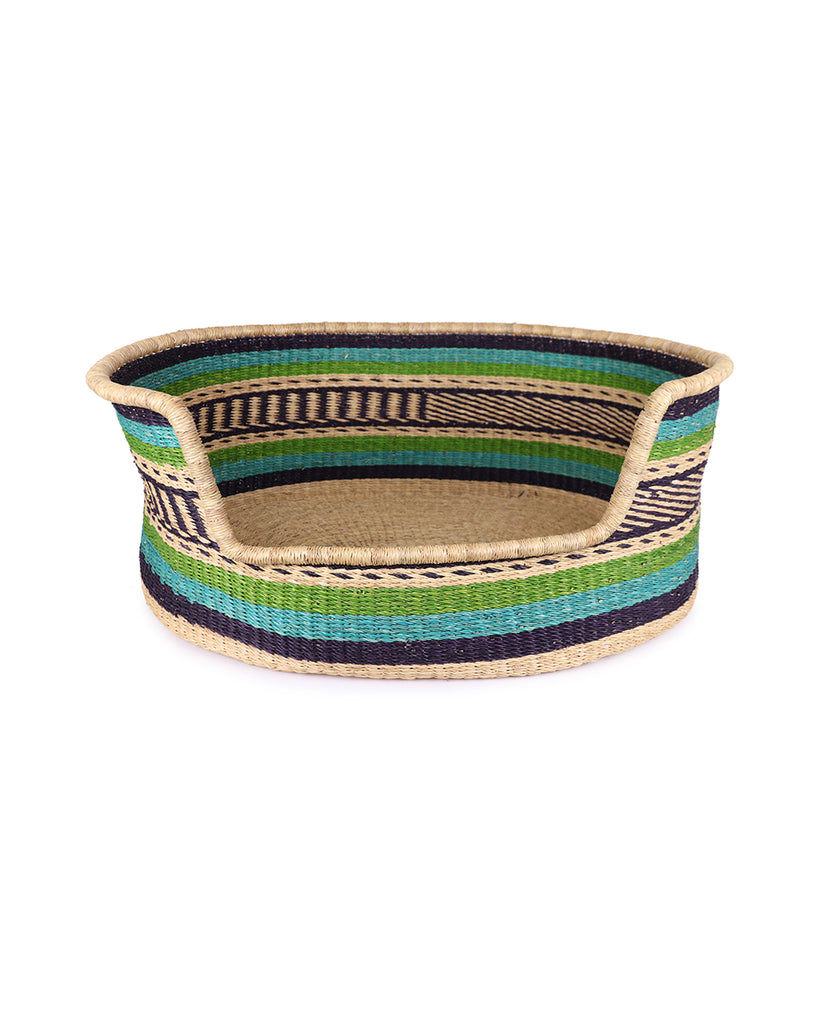 AWOMBREW: Turquoise, Navy & Green Dog Basket - Large 1 AWOMBREW: Turquoise, Navy & Green Dog Basket - Large