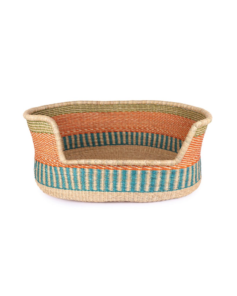 AYELDU: Orange, Turquoise & Green Dog Basket - Large 1 AYELDU: Orange, Turquoise & Green Dog Basket - Large
