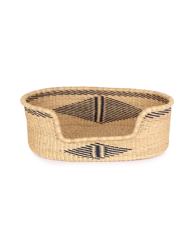 BENIN: Black & Natural Dog Basket - Small 1 BENIN: Black & Natural Dog Basket - Small