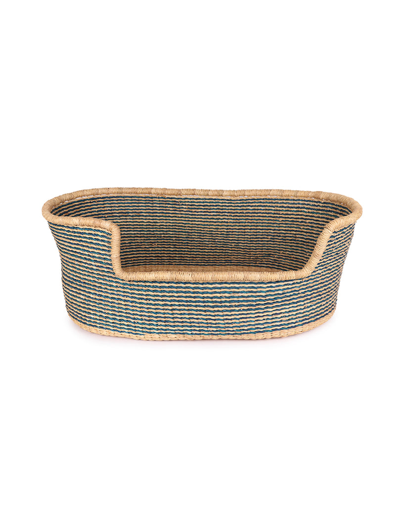 BERASE: Teal & Natural Dog Basket - Medium 1 BERASE: Teal & Natural Dog Basket - Medium