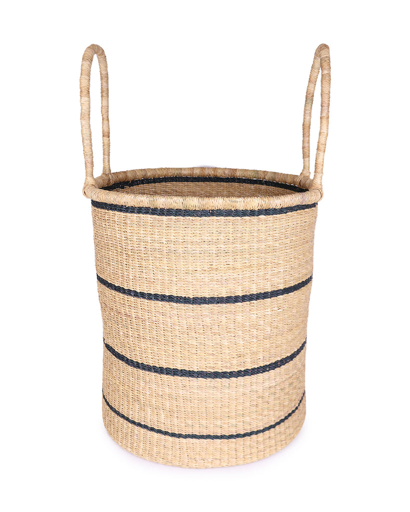 KAKUMDO: Large Black & Natural Log or Laundry Basket 1 KAKUMDO: Large Black & Natural Log or Laundry Basket