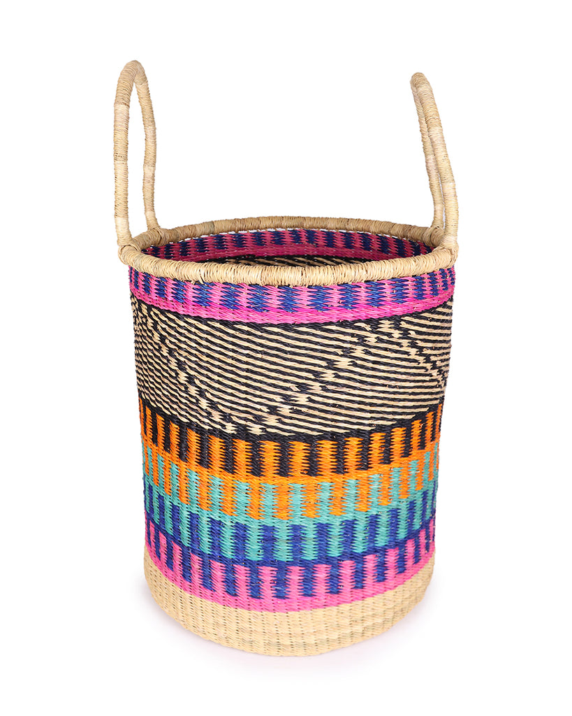 KOKOBEN: Medium Pink, Blue & Orange Log or Laundry Basket 1 KOKOBEN: Medium Pink, Blue & Orange Log or Laundry Basket