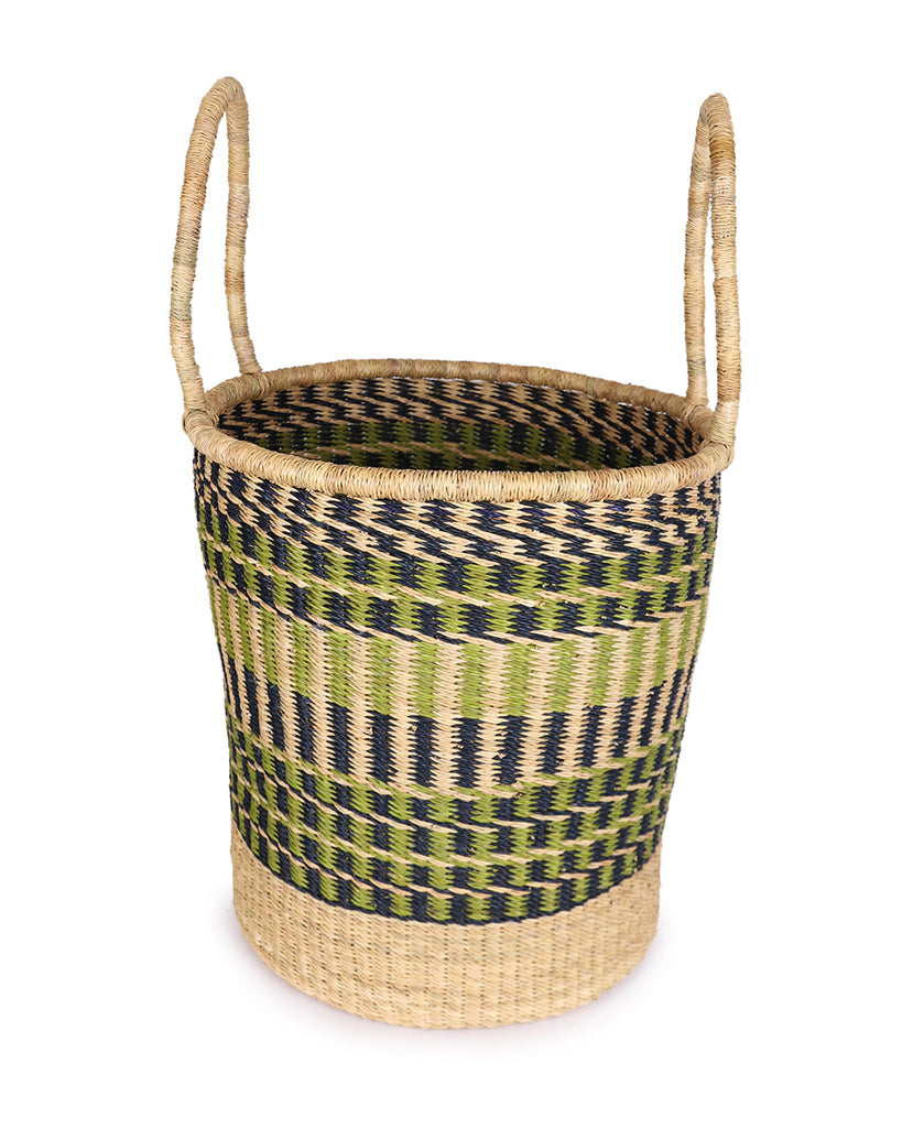 KROBO: Small Green & Navy Log or Laundry Basket 1 KROBO: Small Green & Navy Log or Laundry Basket