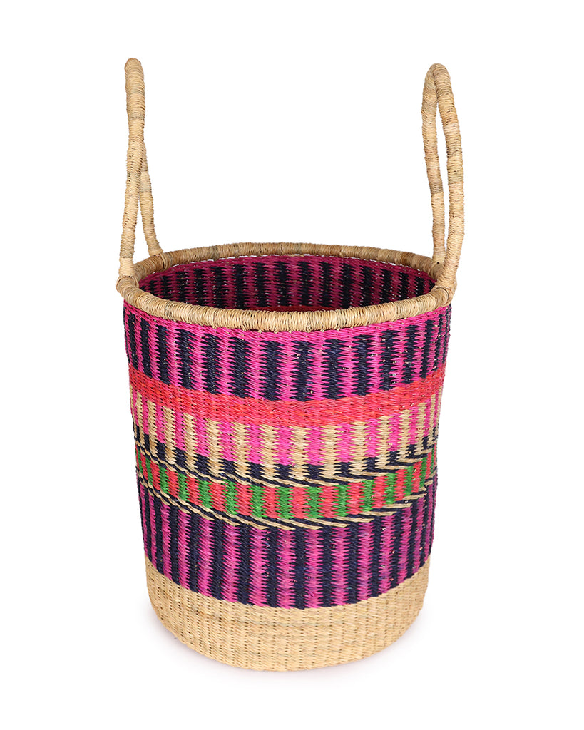 KYINASO: Medium Pink, Red & Green Log or Laundry Basket 1 KYINASO: Medium Pink, Red & Green Log or Laundry Basket