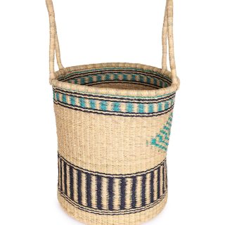 MPRUMEM: Medium Turquoise & Black Log or Laundry Basket