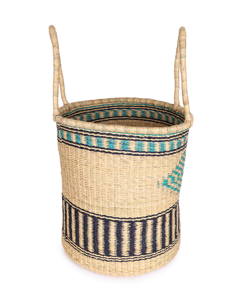 MPRUMEM: Medium Turquoise & Black Log or Laundry Basket 1 MPRUMEM: Medium Turquoise & Black Log or Laundry Basket