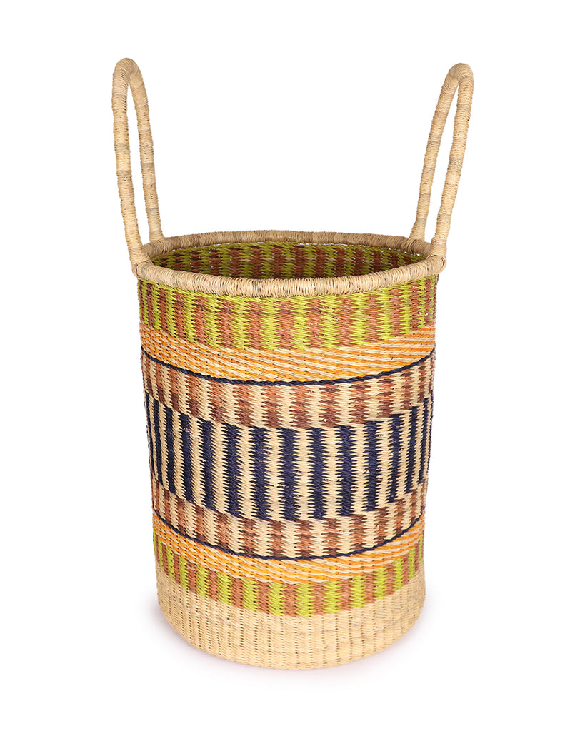 NKRONUA: Medium Green, Orange & Brown Log or Laundry Basket 1 NKRONUA: Medium Green, Orange & Brown Log or Laundry Basket