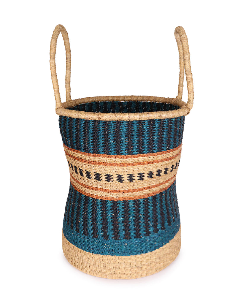 ANAFO: Large Blue & Brown Log or Laundry Basket 1 ANAFO: Large Blue & Brown Log or Laundry Basket