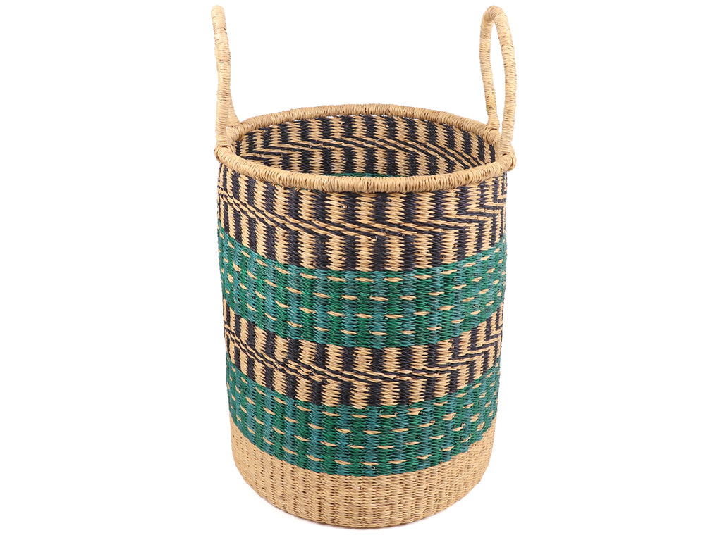 SUNG: Turquoise and Black Log Basket 1 SUNG: Turquoise and Black Log Basket