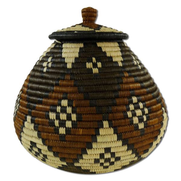Braided basket with a lid "ukhamba", M 1 Braided basket with a lid "ukhamba", M