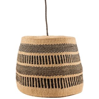 KUNI: Black/Natural Vertical Striped Pendant Shade
