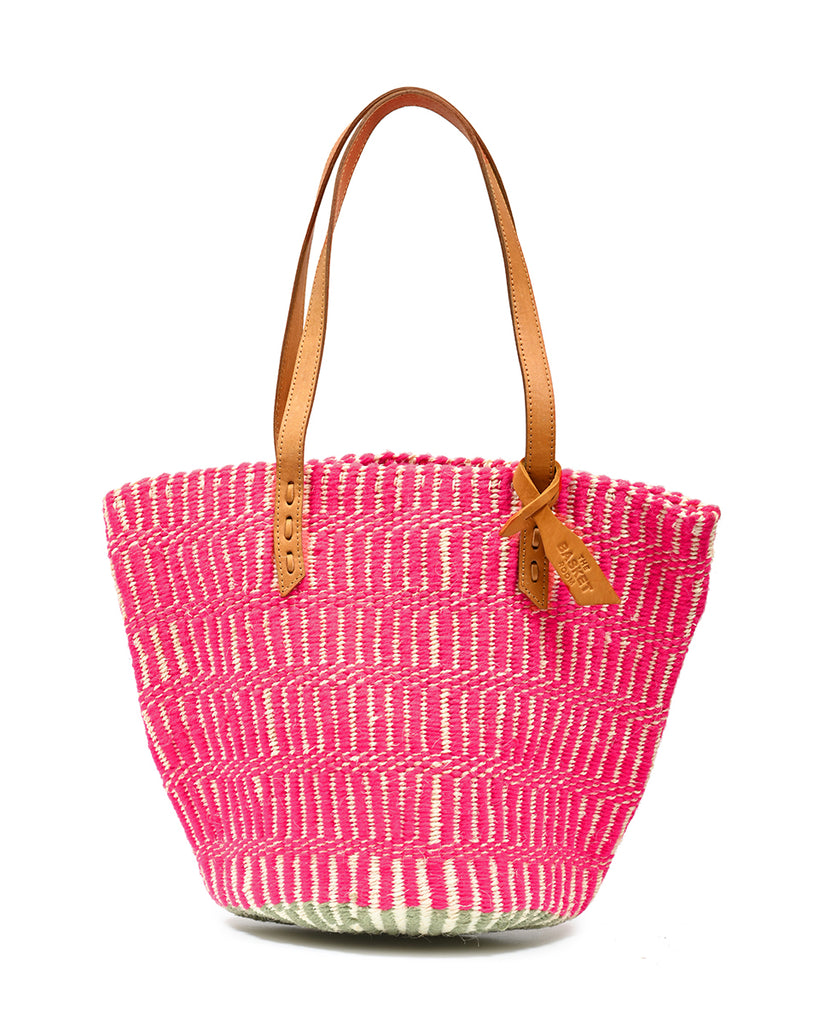 KIJITI: Hot Pink Wool and Sisal Tote Bag 1 KIJITI: Hot Pink Wool and Sisal Tote Bag