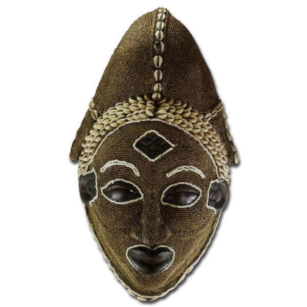 Exclusive wooden mask "Punu Tribe" II with shells and beads, unique specimen 1 Exclusive wooden mask "Punu Tribe" II with shells and beads, unique specimen