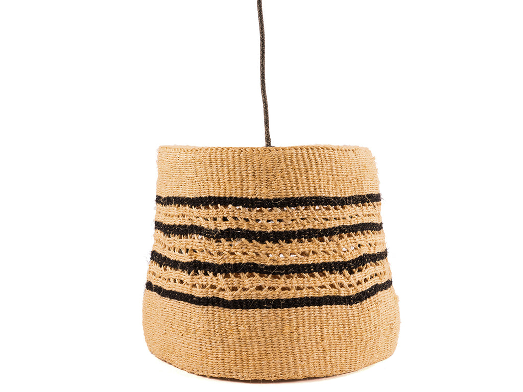 PITIA: Black/Natural Holey Pendant Lampshade 1 PITIA: Black/Natural Holey Pendant Lampshade