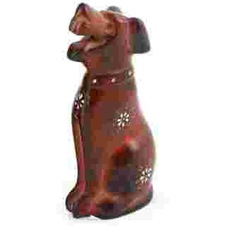 Maroon Soapstone Happy Dog Sculpture