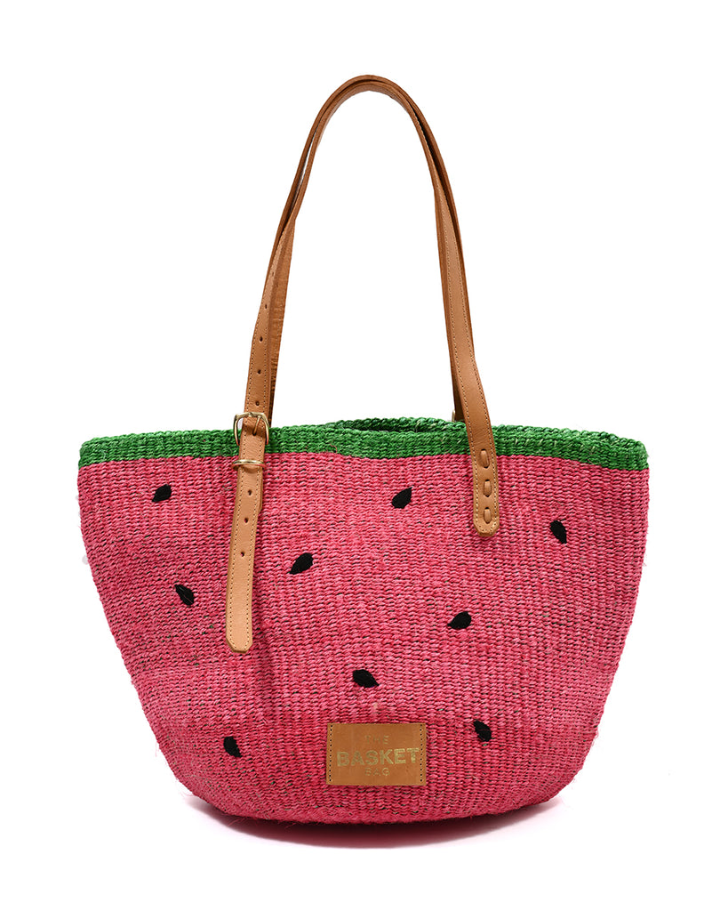 TIKITI MAJI: Watermelon Sisal Tote Bag 1 TIKITI MAJI: Watermelon Sisal Tote Bag