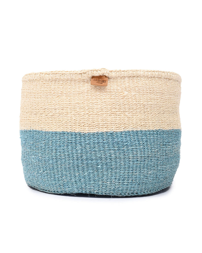 ZURI: Powder Blue Colour Block Woven Basket 1 ZURI: Powder Blue Colour Block Woven Basket