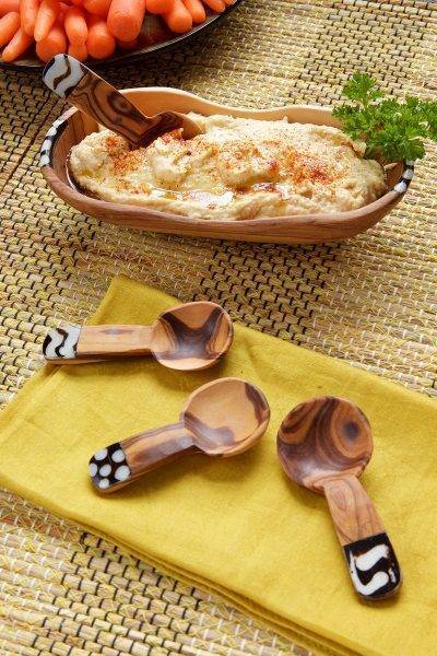 Set of 4 Round Wild Olive Wood Spice Spoons 2 Set of 4 Round Wild Olive Wood Spice Spoons