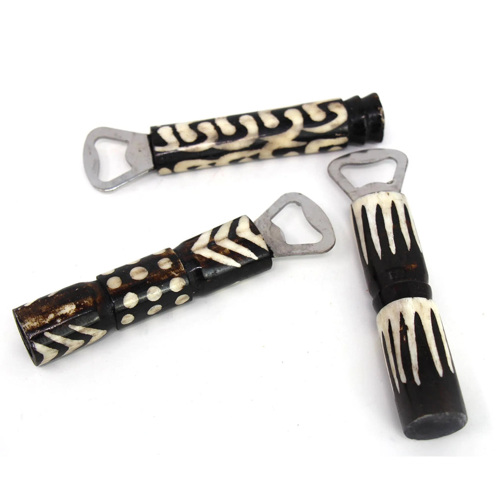 African Batik Bone Bottle Opener, Mixed Designs 1 African Batik Bone Bottle Opener, Mixed Designs