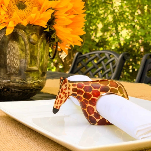 Mahogany Giraffe Napkin Rings 3 Mahogany Giraffe Napkin Rings