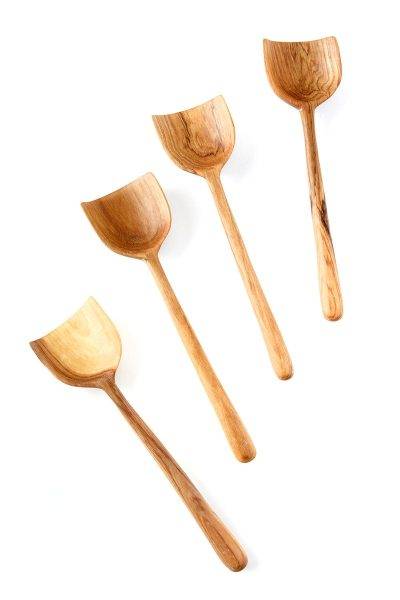 Set of 4 Kenyan Wild Olive Wood Serving Shovel Spoons 1 Set of 4 Kenyan Wild Olive Wood Serving Shovel Spoons