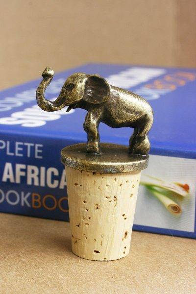 South African Brass Elephant Wine Bottle Stopper 2 South African Brass Elephant Wine Bottle Stopper