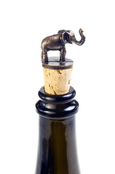 South African Brass Elephant Wine Bottle Stopper 3 South African Brass Elephant Wine Bottle Stopper