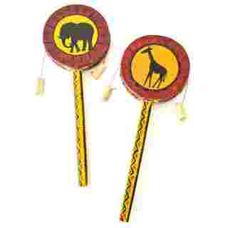 Large Double-Sided Giraffe & Elephant Spin Drum
