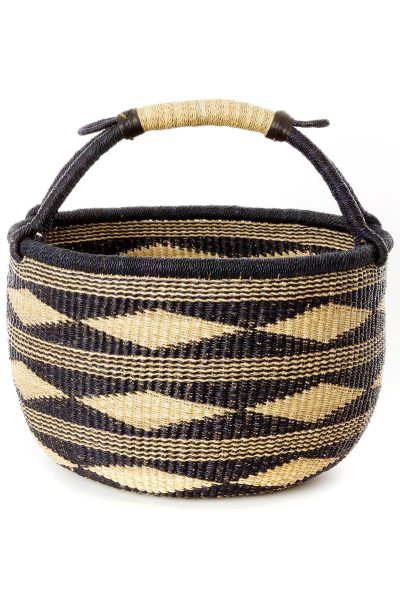 Midnight Diamond Handwoven Decorative Bolga Basket 3 Midnight Diamond Handwoven Decorative Bolga Basket