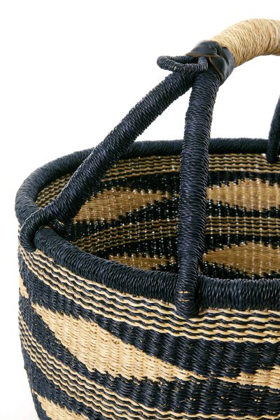Midnight Diamond Handwoven Decorative Bolga Basket 4 Midnight Diamond Handwoven Decorative Bolga Basket