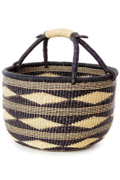 Midnight Diamond Handwoven Decorative Bolga Basket 5 Midnight Diamond Handwoven Decorative Bolga Basket
