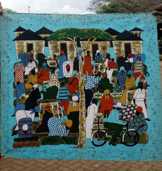 Market scene batik, village batik 1 Market scene batik, village batik