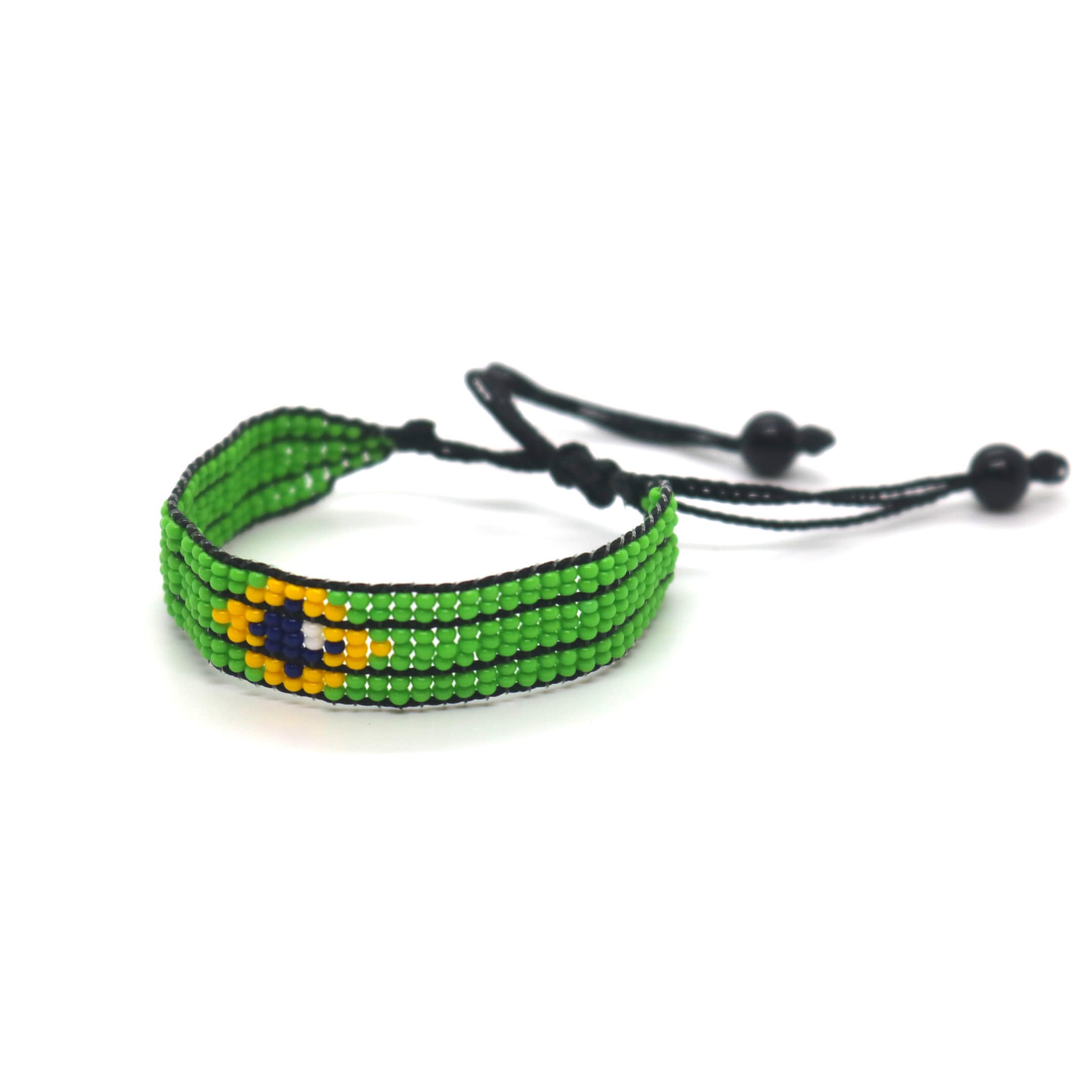 Brazil Flag adjustable beaded Bracelet 1 Brazil Flag adjustable beaded Bracelet