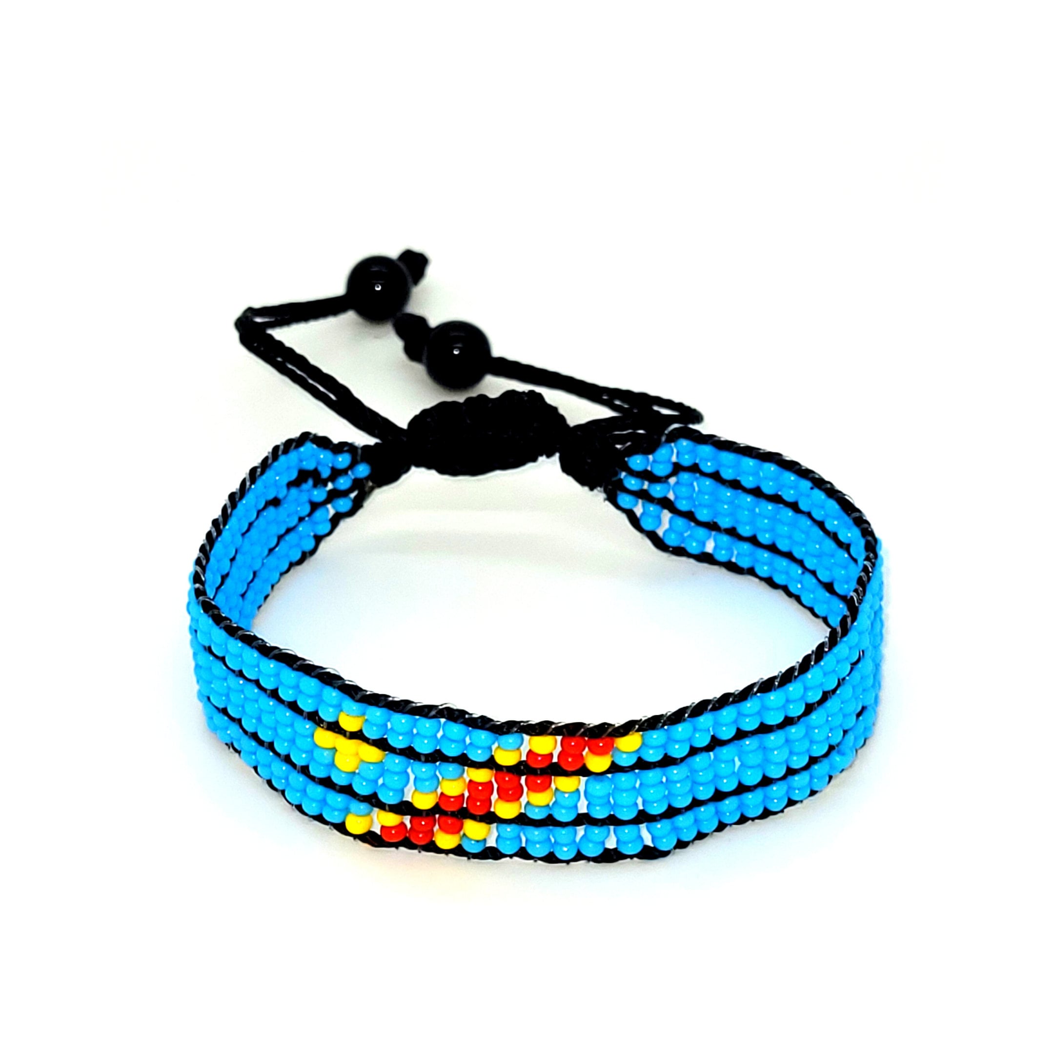DRC Flag adjustable beaded Bracelet, Congo Bracelet 1 DRC Flag adjustable beaded Bracelet, Congo Bracelet