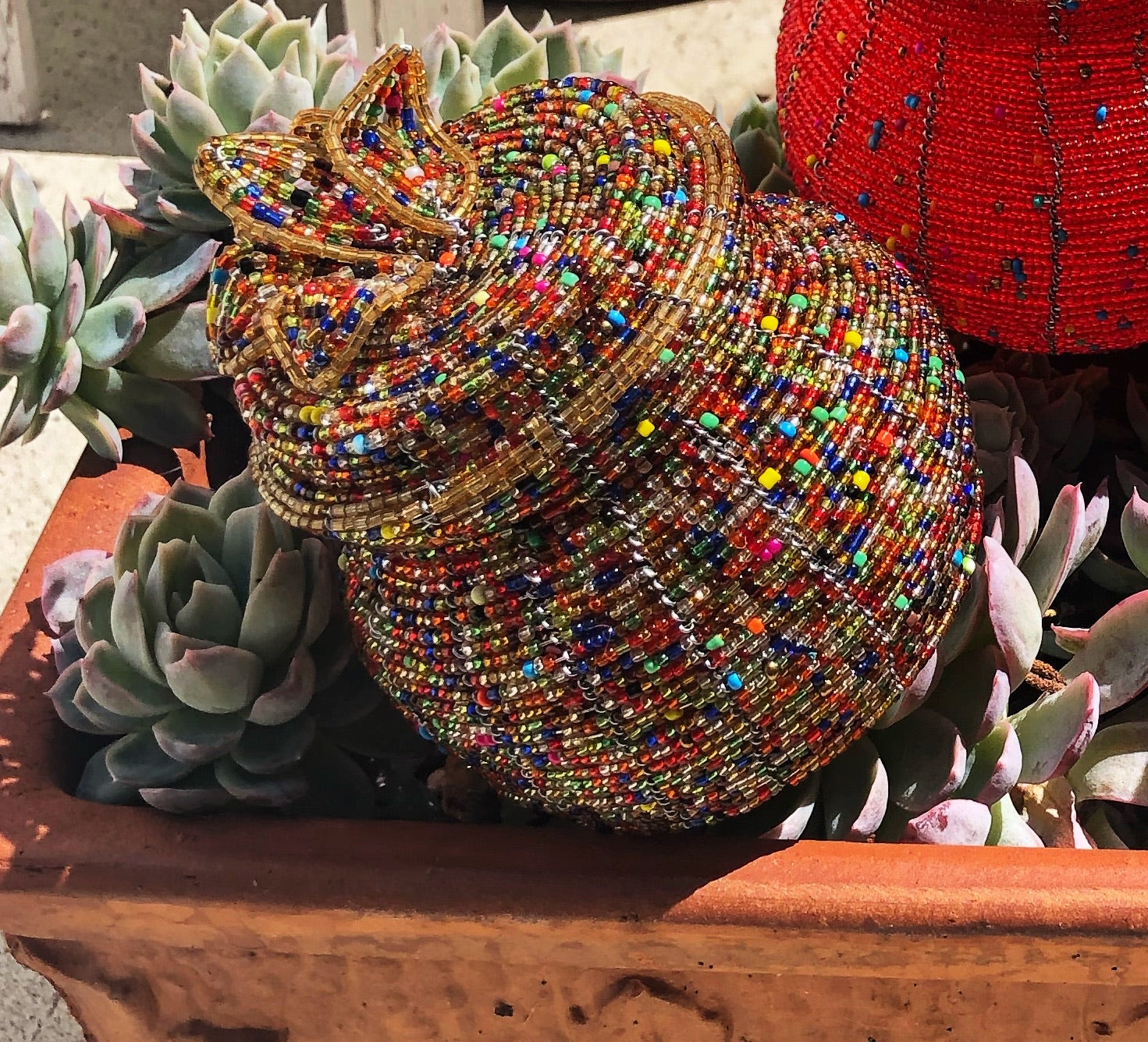 Handmade Jar Style Seed Bead Basket 1 Handmade Jar Style Seed Bead Basket