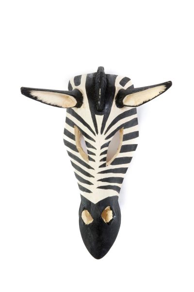 Kenyan Hand Painted Jacaranda Zebra Mask 1 Kenyan Hand Painted Jacaranda Zebra Mask