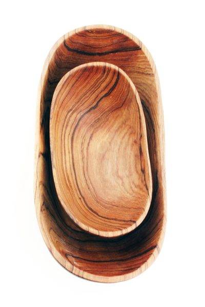 Set of Two Wild Olive Wood Dippy Dip Bowls 2 Set of Two Wild Olive Wood Dippy Dip Bowls