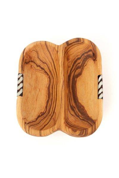 Wild Olive Wood & Cow Bone Side by Side Condiment Dish 2 Wild Olive Wood & Cow Bone Side by Side Condiment Dish