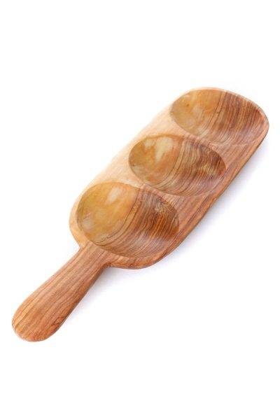 Wild Olive Wood Triple Well Serving Trays 1 Wild Olive Wood Triple Well Serving Trays