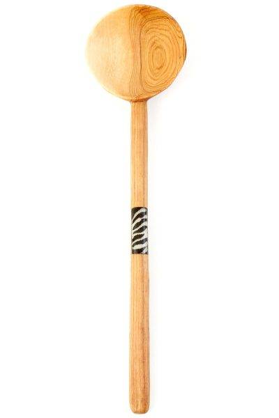 Wild Olive Wood Lollipop Cooking Spoon with Bone Inlay 1 Wild Olive Wood Lollipop Cooking Spoon with Bone Inlay