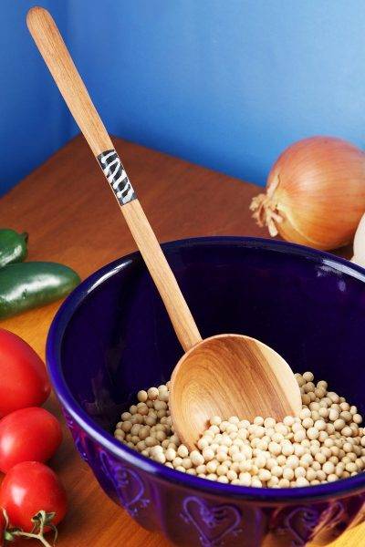 Wild Olive Wood Lollipop Cooking Spoon with Bone Inlay 2 Wild Olive Wood Lollipop Cooking Spoon with Bone Inlay