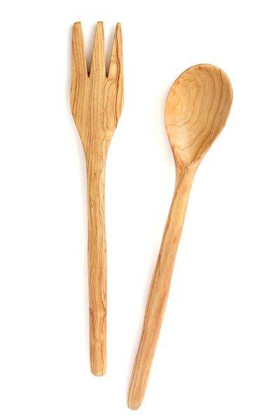 Slender Wild Olive Wood Salad Servers 1 Slender Wild Olive Wood Salad Servers