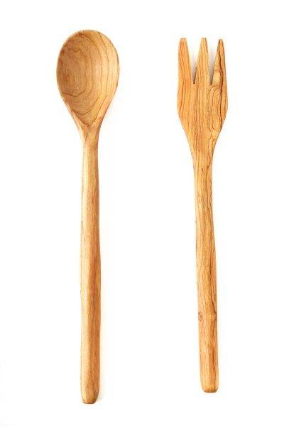 Slender Wild Olive Wood Salad Servers 2 Slender Wild Olive Wood Salad Servers