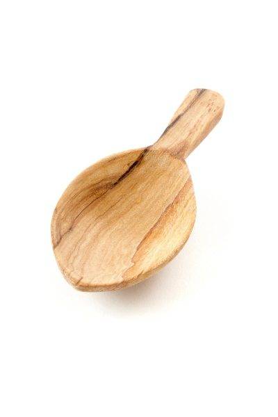 Set of Four Wild Olive Wood Leaf Scoops 2 Set of Four Wild Olive Wood Leaf Scoops