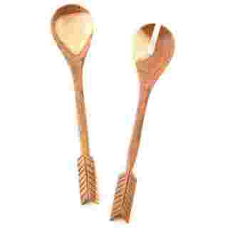 Kenya Wild Olive Wood Archer Salad Servers
